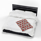 Mozart and Manuscript Design on Velveteen Plush Blanket for Music Lovers