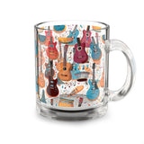 Musical Instruments Design 03 on Glass Mug - 10oz Coffee Cup for Music Lovers