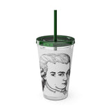 Mozart Sketch Design on Tumbler with Straw - 16oz, Perfect for Music Lovers