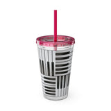 Piano Keys Design 01 on Tumbler with Straw - 16oz, Perfect for Music Lovers