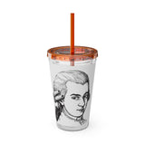 Mozart Sketch Design on Tumbler with Straw - 16oz, Perfect for Music Lovers