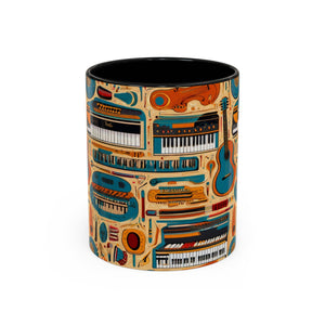 Musical Instruments Design 02 on Accent Coffee Mug - Beautiful Design for Music Lovers