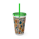 Sunsplash Musical Instruments Design 01 on Tumbler with Straw - 16oz, Perfect for Music Lovers