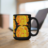 Beethoven Pattern 5 on Black Mug 15oz