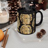 Beethoven Pattern 2 on Black mug 11oz