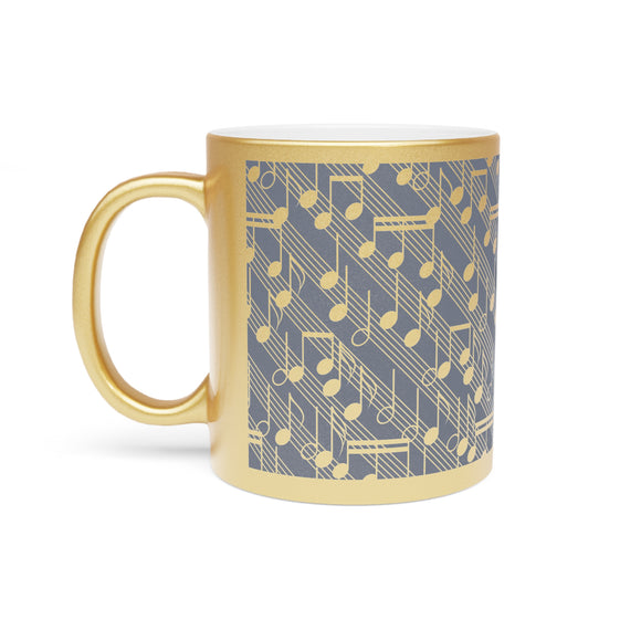 Musical Notes Design 03 on Metallic Mug (Silver / Gold) 11 oz Beautiful Design For Music Lovers