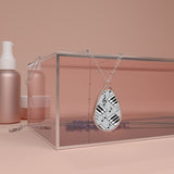 Piano Keys Design 04 on Oval Necklace - Silver Teardrop Pendant