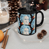 Beethoven Pattern 1 on Black mug 11oz