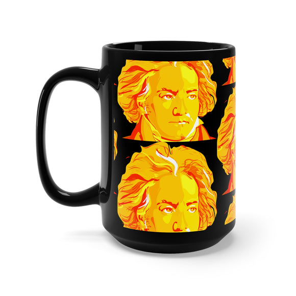 Beethoven Pattern 5 on Black Mug 15oz