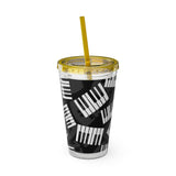 Piano Keys Design 03 on Tumbler with Straw - 16oz, Perfect for Music Lovers