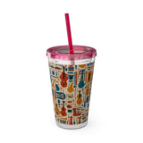 Sunsplash Musical Instruments Design 01 on Tumbler with Straw - 16oz, Perfect for Music Lovers