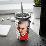 Mozart and Manuscript Design on Tumbler with Straw - 16oz, Perfect for Music Lovers