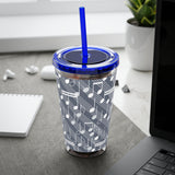 Music Notes Design 03 on Tumbler with Straw - 16oz, Perfect for Music Lovers