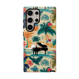 Tropical Piano Samsung Galaxy Phone Case - Floral Design for Music Lovers
