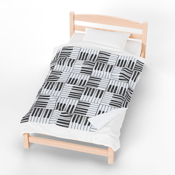 Piano Keys Design 01 on Velveteen Plush Blanket for Music Lovers