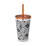 Piano Keys Design 04 on Tumbler with Straw - 16oz, Perfect for Music Lovers