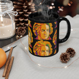 Beethoven Pattern 4 on Black mug 11oz