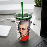 Mozart and Manuscript Design on Tumbler with Straw - 16oz, Perfect for Music Lovers