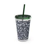 Music Notes Design 03 on Tumbler with Straw - 16oz, Perfect for Music Lovers