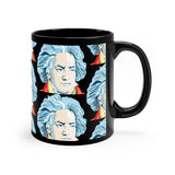 Beethoven Pattern 1 on Black mug 11oz