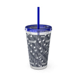 Music Notes Design 03 on Tumbler with Straw - 16oz, Perfect for Music Lovers