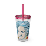 Beethoven Design 01 on Tumbler with Straw - 16oz, Perfect for Music Lovers