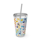 Music Notes Design 02 on Tumbler with Straw - 16oz, Perfect for Music Lovers