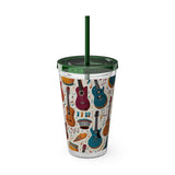 Sunsplash Musical Instruments Design 03 on Tumbler with Straw - 16oz, Perfect for Music Lovers