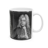 GF Handel Portrait on Ceramic Mug 11oz - Musician Gift, Coffee Cup for Music Lovers