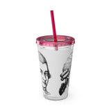 Mozart Sketch Design on Tumbler with Straw - 16oz, Perfect for Music Lovers