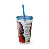Mozart and Manuscript Design on Tumbler with Straw - 16oz, Perfect for Music Lovers