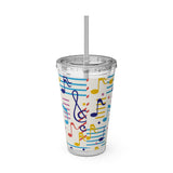 Music Notes Design 02 on Tumbler with Straw - 16oz, Perfect for Music Lovers