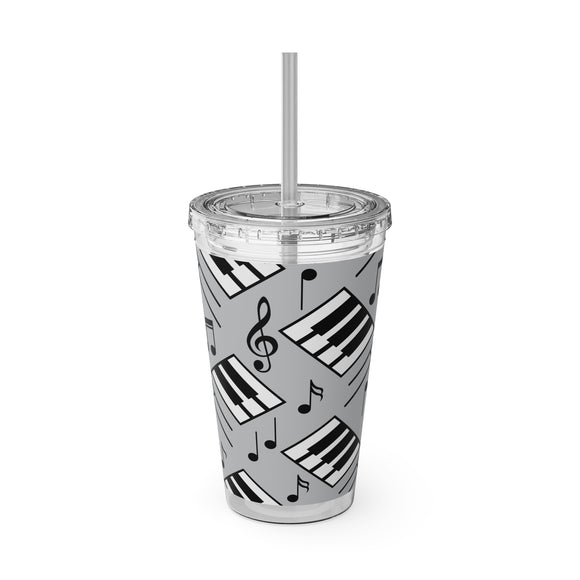 Piano Keys Design 04 on Tumbler with Straw - 16oz, Perfect for Music Lovers