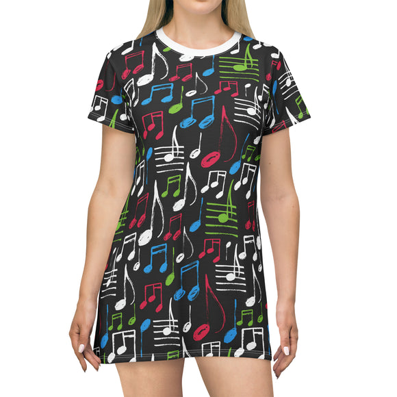 Colourful Musical instruments T-Shirt Dress (AOP) (3)