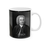 JS Bach Portrait on Ceramic Mug 11oz - Musician Gift, Coffee Cup for Music Lovers