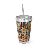 Sunsplash Musical Instruments Design 01 on Tumbler with Straw - 16oz, Perfect for Music Lovers