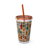 Sunsplash Musical Instruments Design 01 on Tumbler with Straw - 16oz, Perfect for Music Lovers
