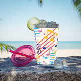 Music Notes Design 02 on Tumbler with Straw - 16oz, Perfect for Music Lovers
