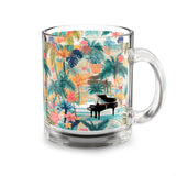 Tropical Piano Design 01 on Glass Mug - 10oz Coffee Cup for Music Lovers