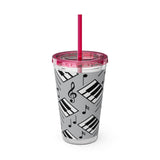 Piano Keys Design 04 on Tumbler with Straw - 16oz, Perfect for Music Lovers