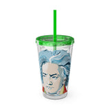 Beethoven Design 01 on Tumbler with Straw - 16oz, Perfect for Music Lovers