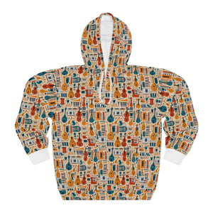 Musical Instruments Design 01 on Unisex Pullover Hoodie - Beach Vibes & Floral Print