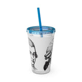 Mozart Sketch Design on Tumbler with Straw - 16oz, Perfect for Music Lovers