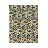 Tropical Piano Design on Velveteen Plush Blanket for Music Lovers