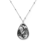 Piano Keys Design 02 on Oval Necklace - Silver Teardrop Pendant