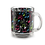 Music Notes Design 04 on Glass Mug - 10oz Coffee Cup for Music Lovers