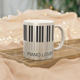 Piano Lover Metallic Mug (Silver / Gold) 11 oz beautiful piano keyboard design