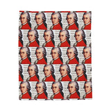 Mozart and Manuscript Design on Velveteen Plush Blanket for Music Lovers
