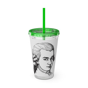 Mozart Sketch Design on Tumbler with Straw - 16oz, Perfect for Music Lovers