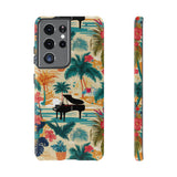 Tropical Piano Samsung Galaxy Phone Case - Floral Design for Music Lovers